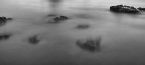 Blurry water in the pacific ocean in monochrome